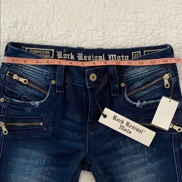 Rock Revival Camille Skinny Moto Distressed Jeans – Size 27 – Dark Wash - Picture 5 of 12